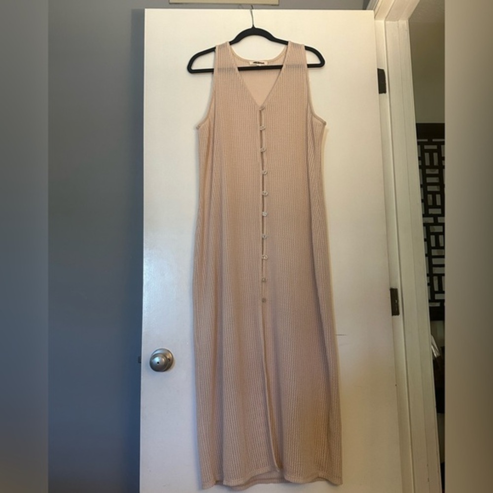 Miken Swim Beige Button-Front Knit Cover-Up Dress – XL